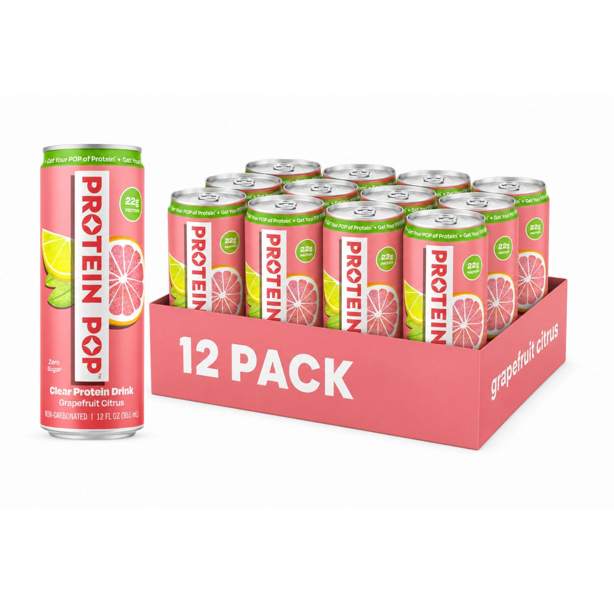 Ready to Drink Clear Protein Shakes | 22g of Protein - Whey Protein Isolate Non-Carbonated - Zero Sugar (Watermelon - 12 fl oz, 12 cans)