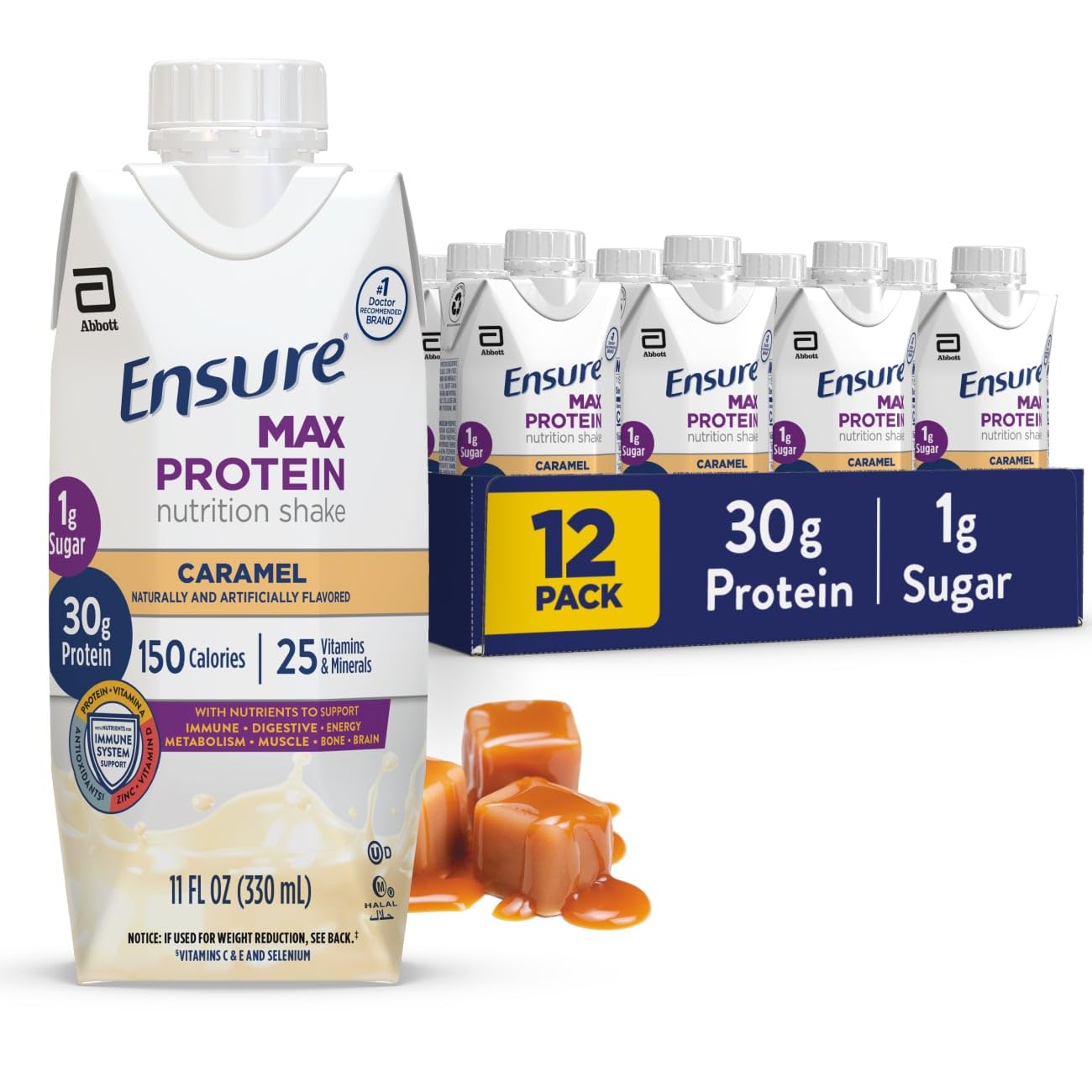 Ensure Max Protein French Vanilla Shake, 30g High Protein, 12 Pack
