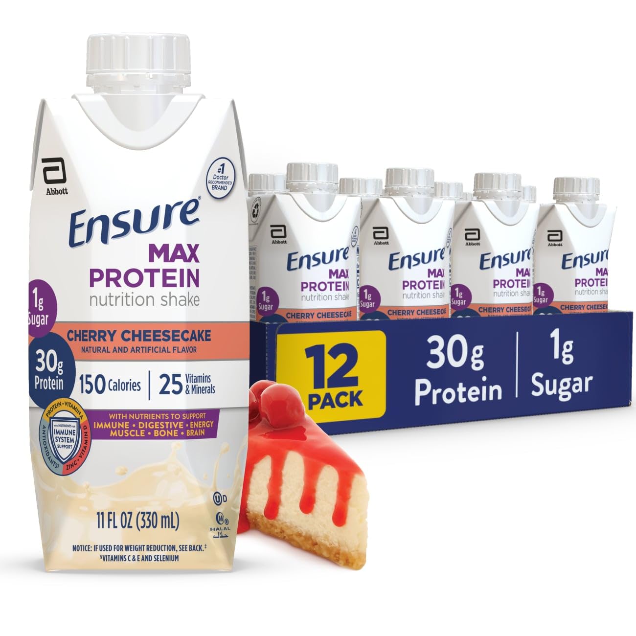 Ensure Max Protein French Vanilla Shake, 30g High Protein, 12 Pack