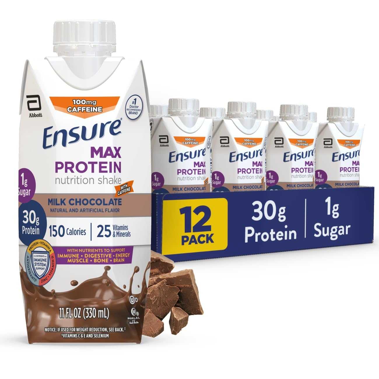 Ensure Max Protein French Vanilla Shake, 30g High Protein, 12 Pack