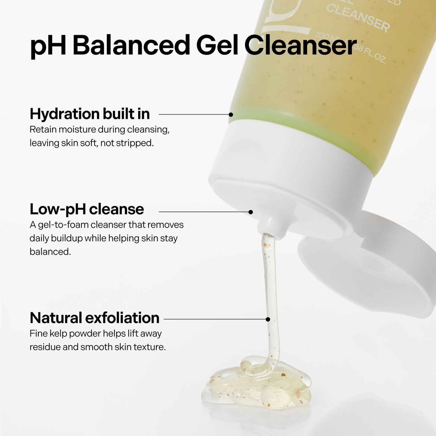 coeternal pH Balanced Gel Cleanser, Hydrating Korean Foaming Face Wash with Algae11 & Kelp Powder, Gentle Deep Cleanser for Oily or Sensitive Skin, Non-Comedogenic K-Beauty, 100ml / 3.38 fl.oz.