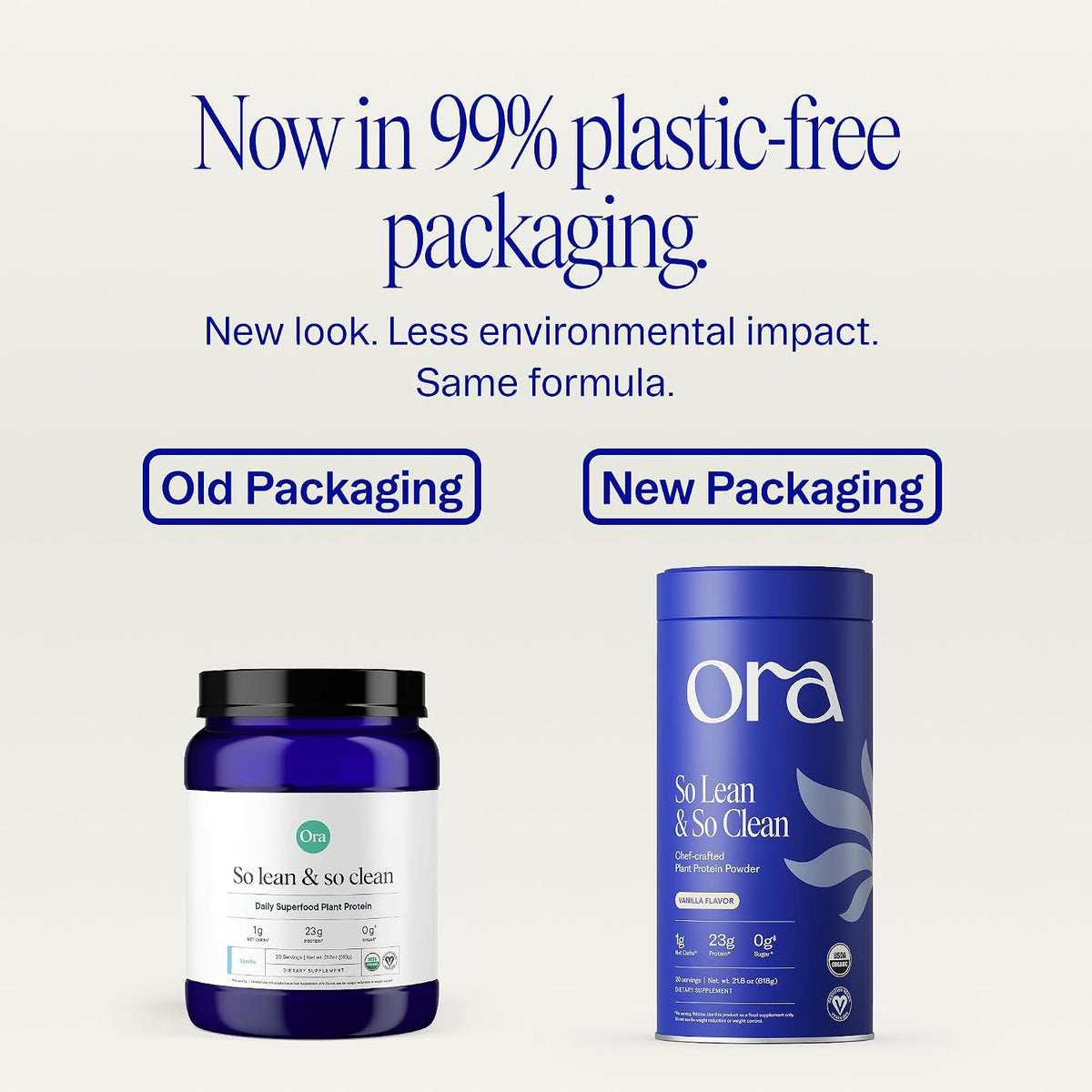 Ora Organic Vegan Protein Powder for Women & Men - Vanilla, 20 Servings