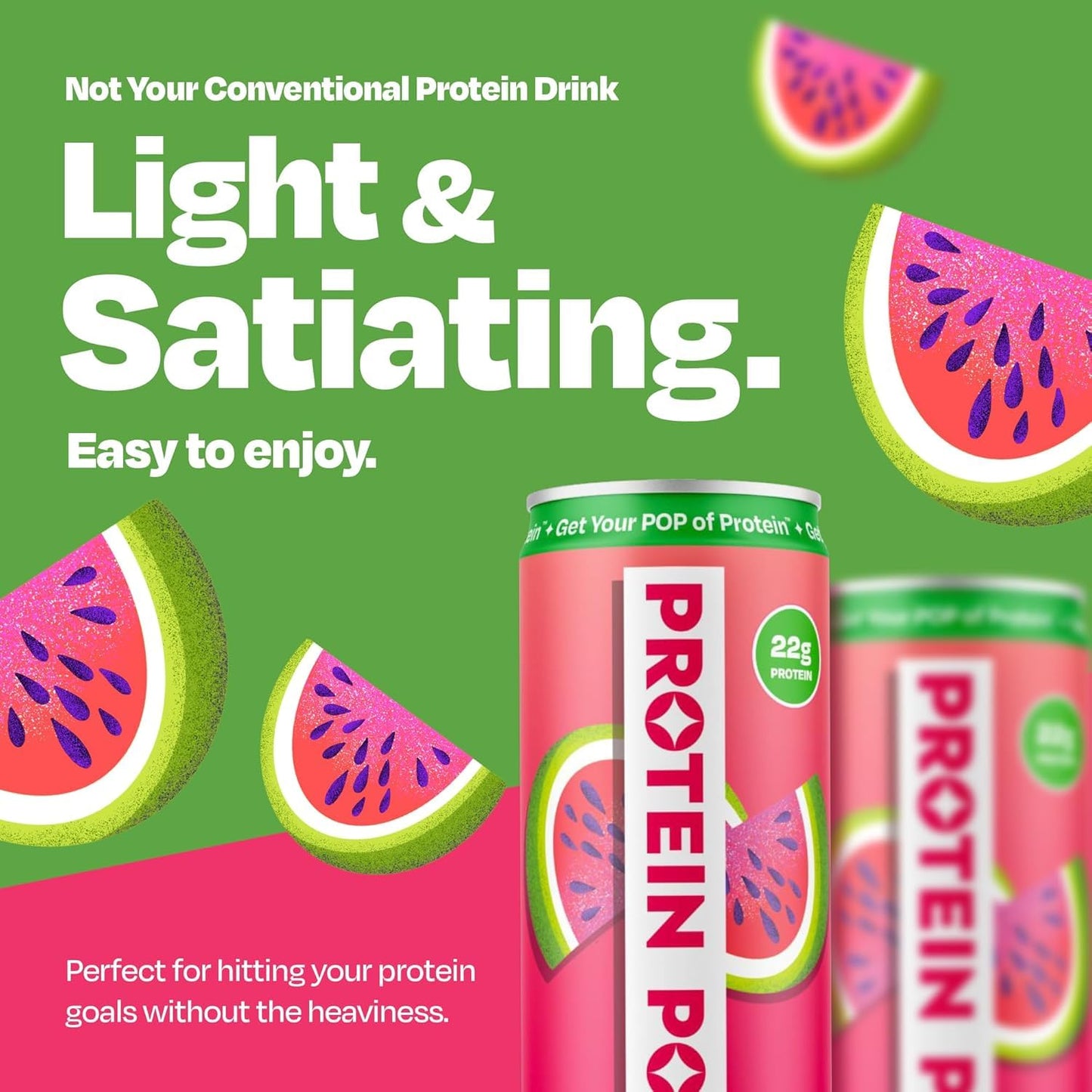 Ready to Drink Clear Protein Shakes | 22g of Protein - Whey Protein Isolate Non-Carbonated - Zero Sugar (Watermelon - 12 fl oz, 12 cans)