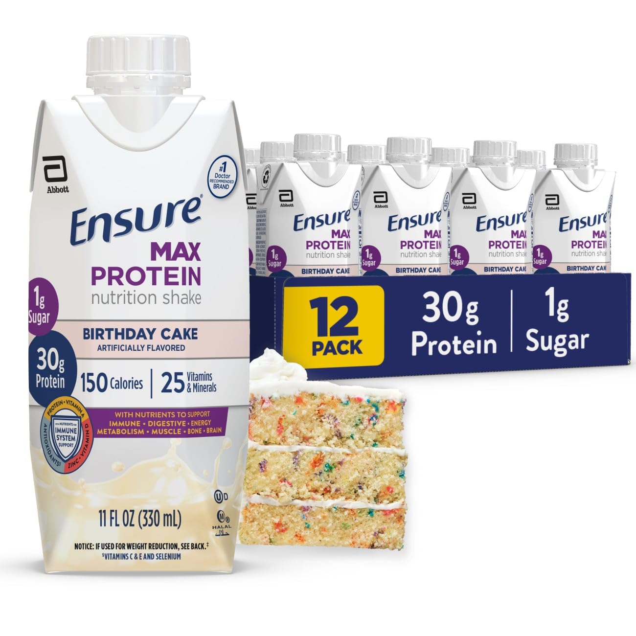Ensure Max Protein Cherry Cheesecake Shake, 30g High Protein, 12 Pack