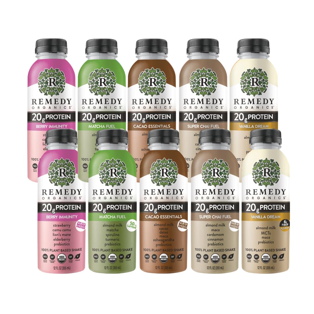 Remedy Organics Berry Immunity 12-Pack | Plant Based 20g Protein Shakes, Ready to Drink | USDA Organic, Gluten Free, Dairy Free, Soy Free