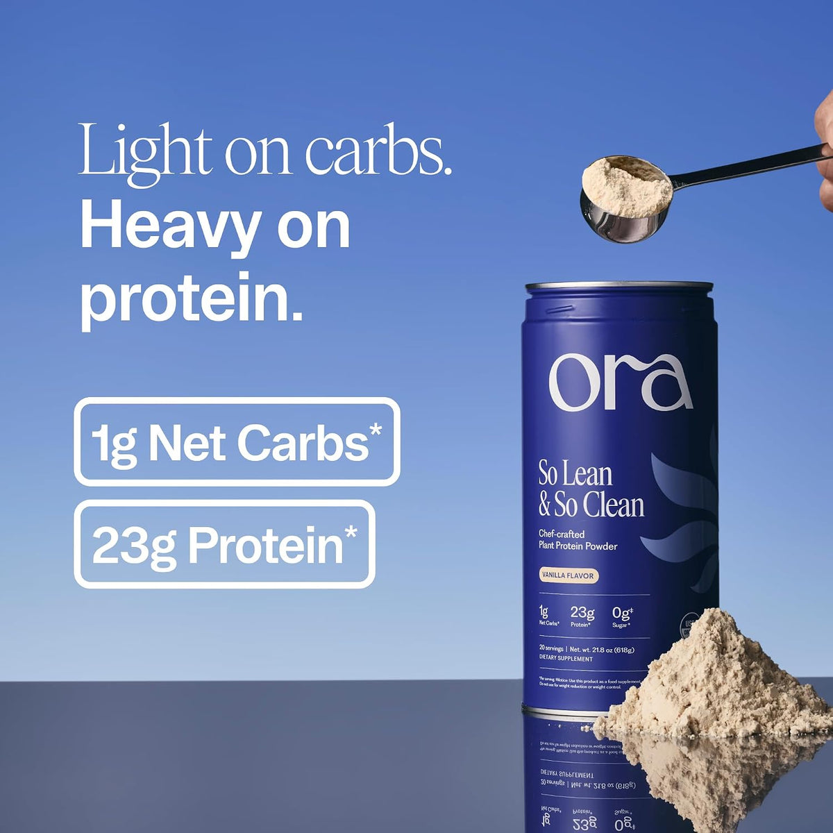 Ora Organic Vegan Protein Powder for Women & Men - Vanilla, 20 Servings