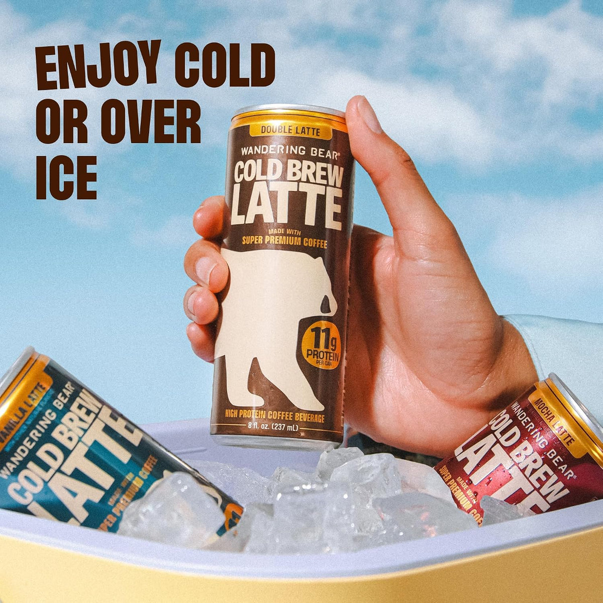 Wandering Bear High-Protein Cold Brew Latte Cans - Double Latte, 8 oz