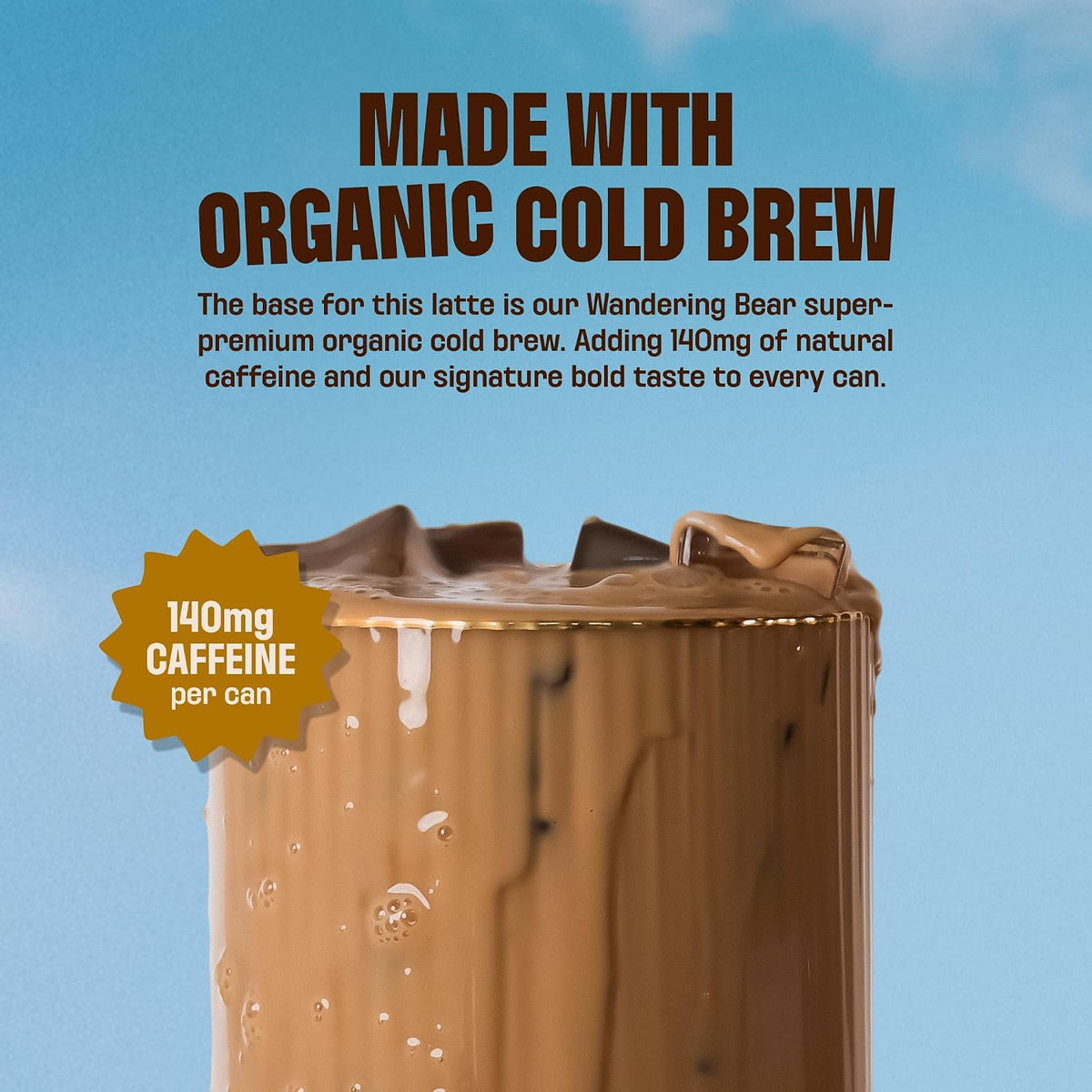 Wandering Bear High-Protein Cold Brew Latte Cans - Double Latte, 8 oz