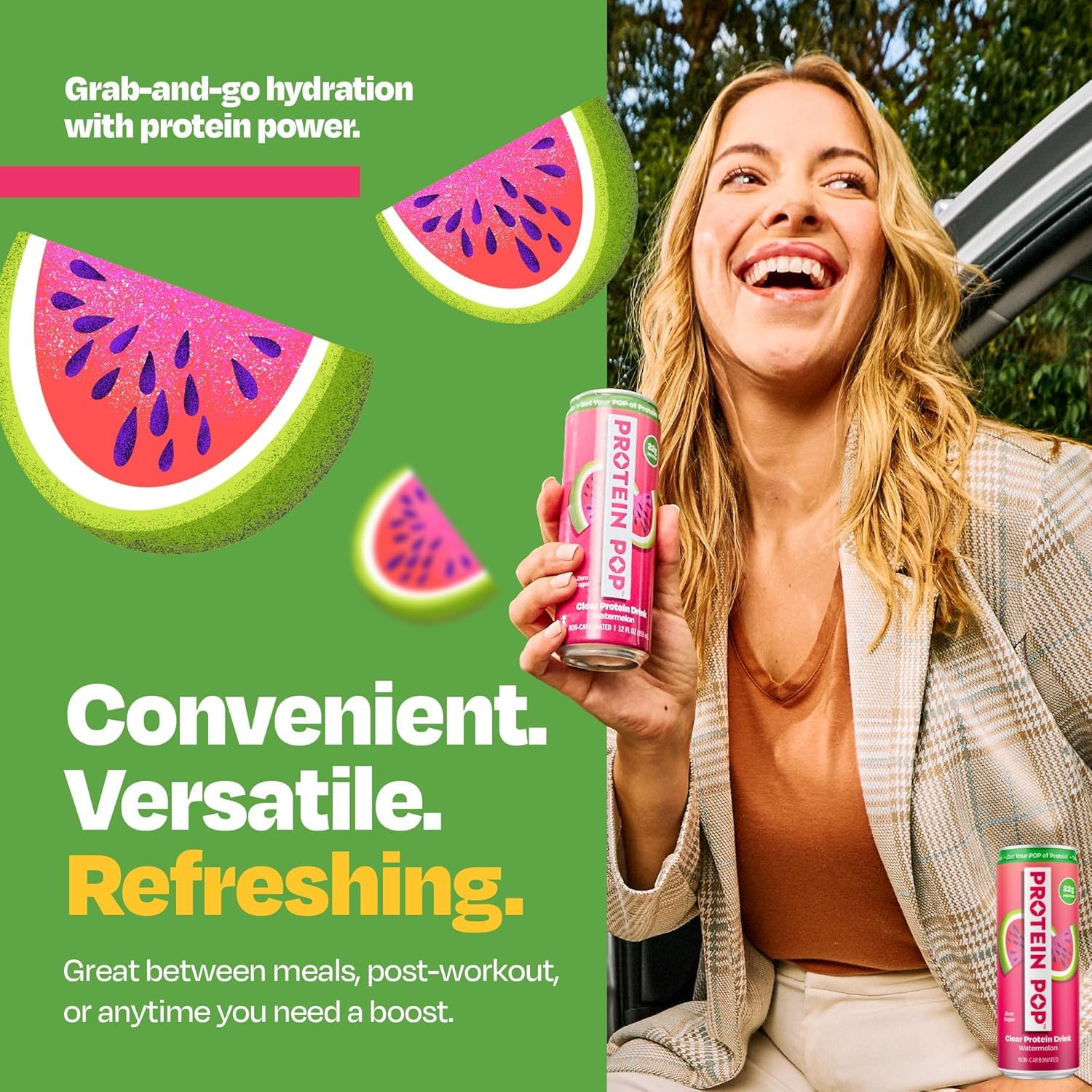 Ready to Drink Clear Protein Shakes | 22g of Protein - Whey Protein Isolate Non-Carbonated - Zero Sugar (Watermelon - 12 fl oz, 12 cans)