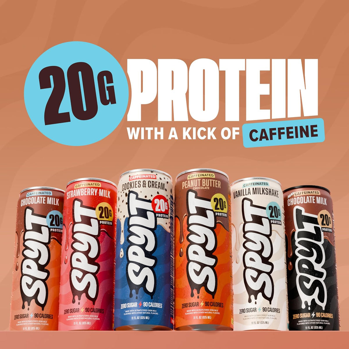Spylt High Protein Milk Drink Variety Pack, 20g Protein, 60mg Caffeine