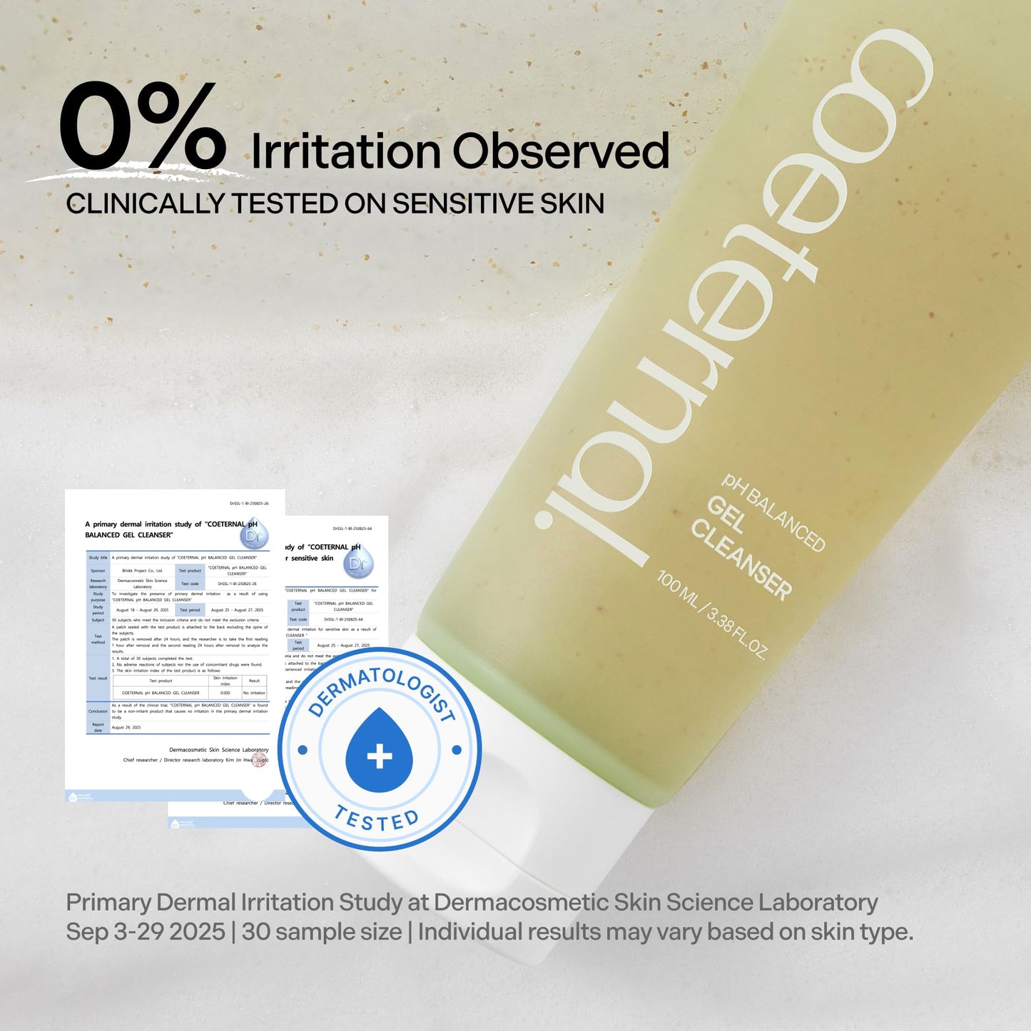 coeternal pH Balanced Gel Cleanser, Hydrating Korean Foaming Face Wash with Algae11 & Kelp Powder, Gentle Deep Cleanser for Oily or Sensitive Skin, Non-Comedogenic K-Beauty, 100ml / 3.38 fl.oz.
