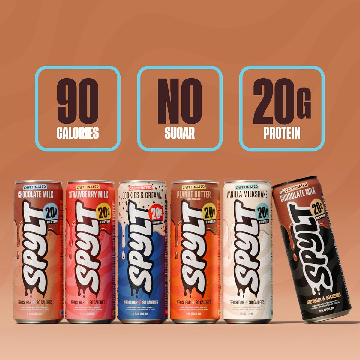 Spylt High Protein Milk Drink Variety Pack, 20g Protein, 60mg Caffeine