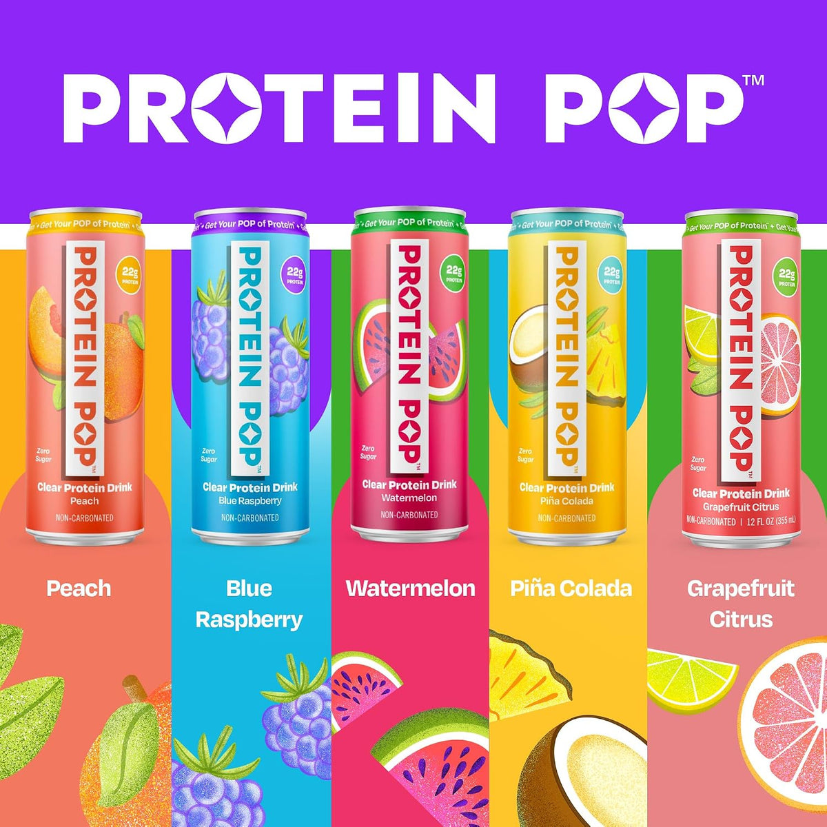 Ready to Drink Clear Protein Shakes | 22g of Protein - Whey Protein Isolate Non-Carbonated - Zero Sugar (Watermelon - 12 fl oz, 12 cans)