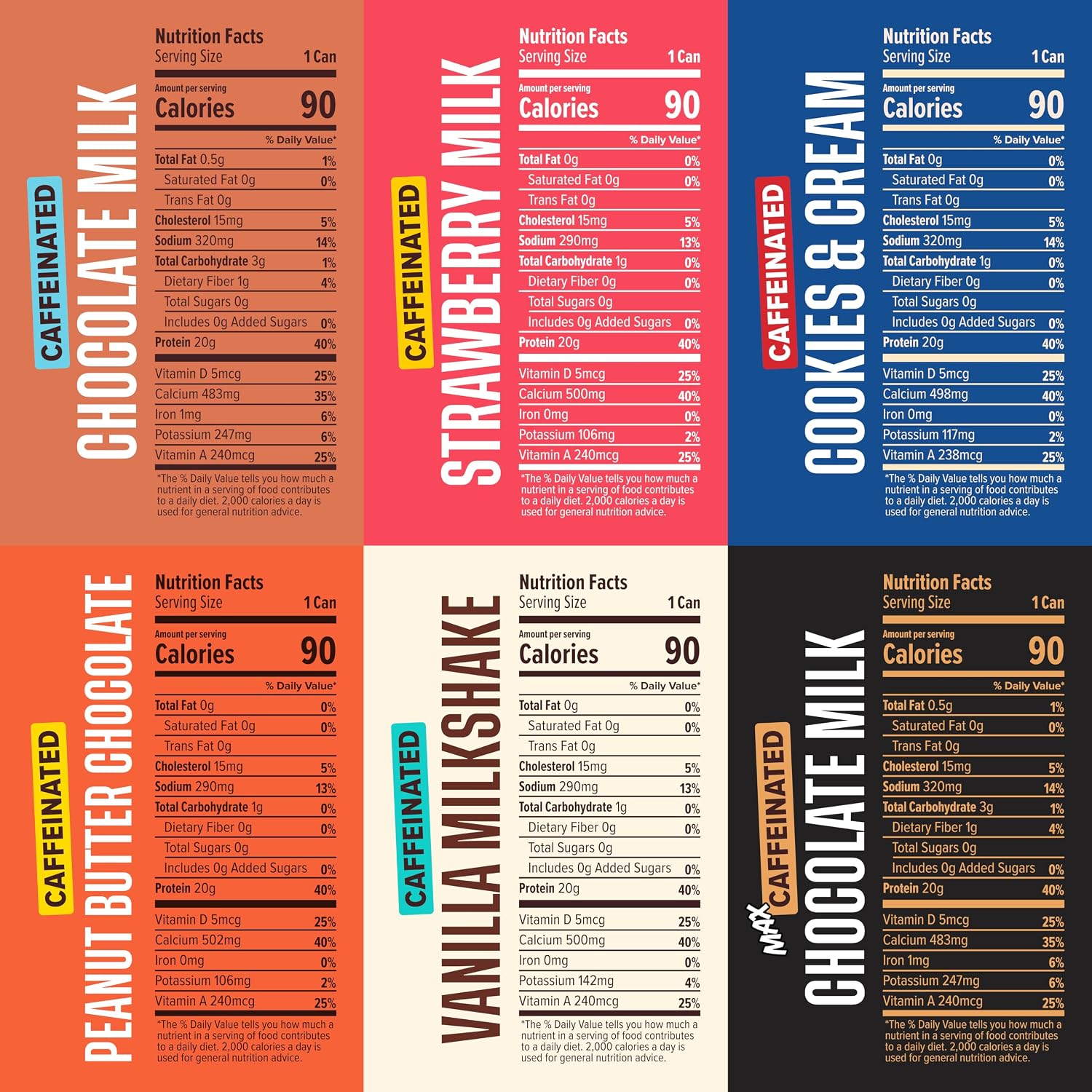 Spylt High Protein Milk Drink Variety Pack, 20g Protein, 60mg Caffeine
