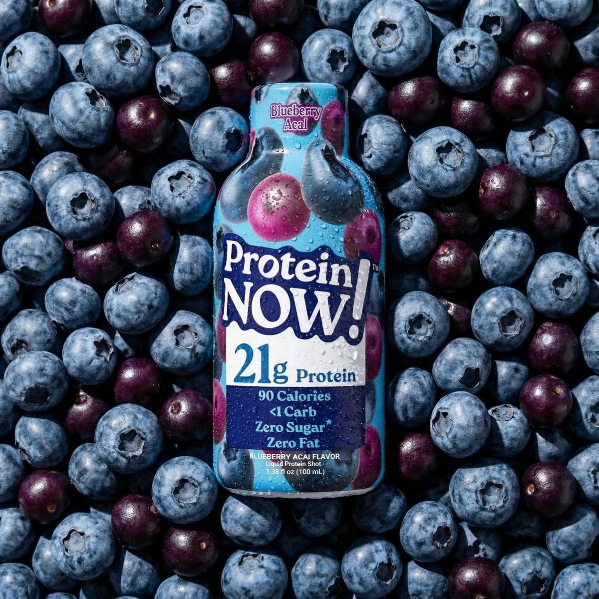 Protein Now Liquid 3 oz. Protein Shot By NutraBio– 21g Protein, 0 Carbs, 0 Fat, GLP-1 Support, Ready-to-Drink, No Refrigeration, Whey & Collagen Protein for Hair, Skin & Nails, On-the-Go Nutrition- Blueberry Acai