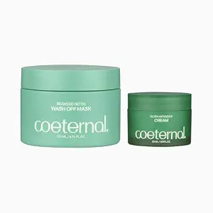 coeternal Reset + Restore Set, Seaweed Detox Wash Off Mask and Ultra Intensive Cream, Korean Skincare